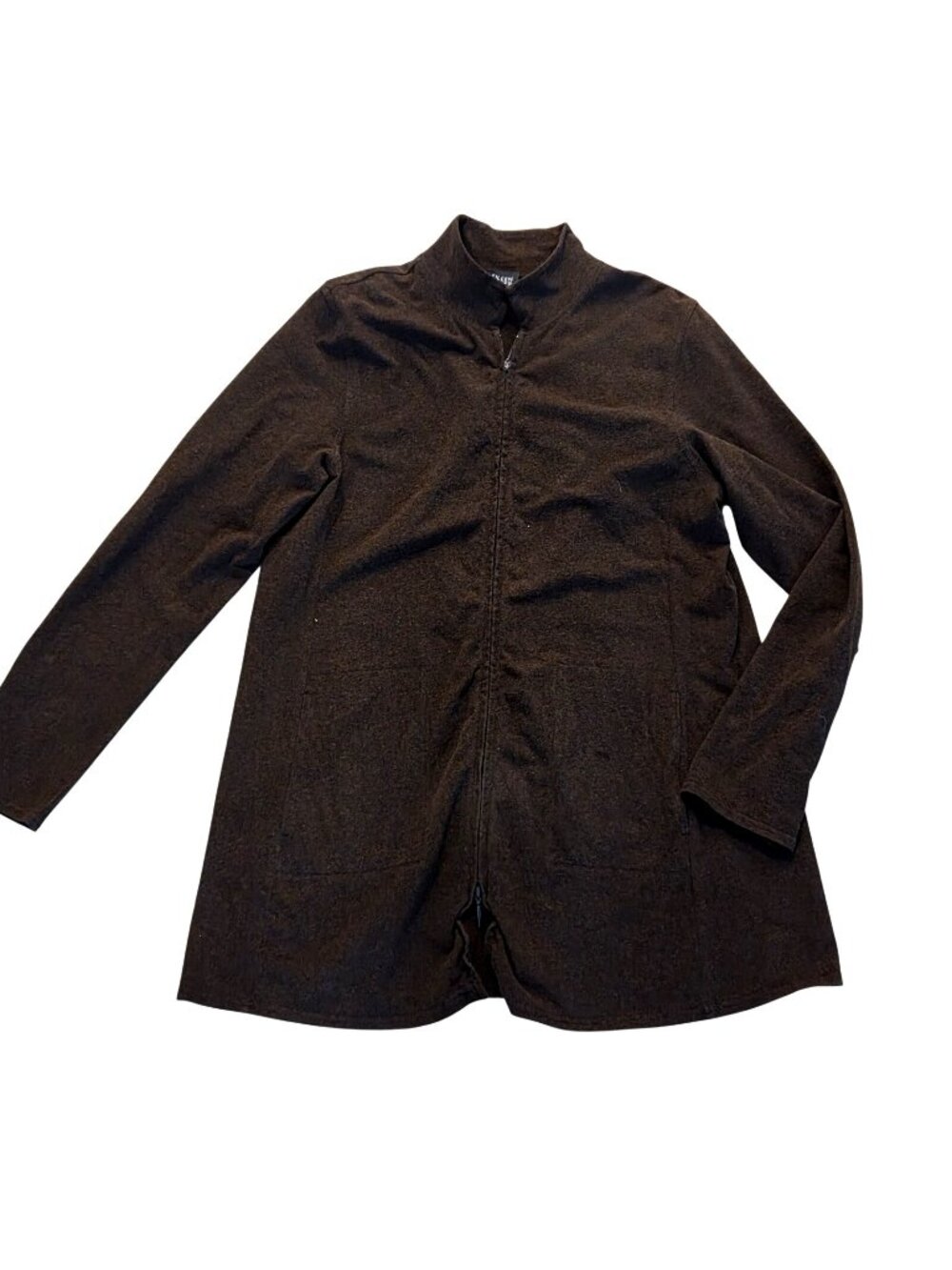 Eileen Fisher Brown Sweater Knit Full Zip Cardigan Jacket Womens Medium